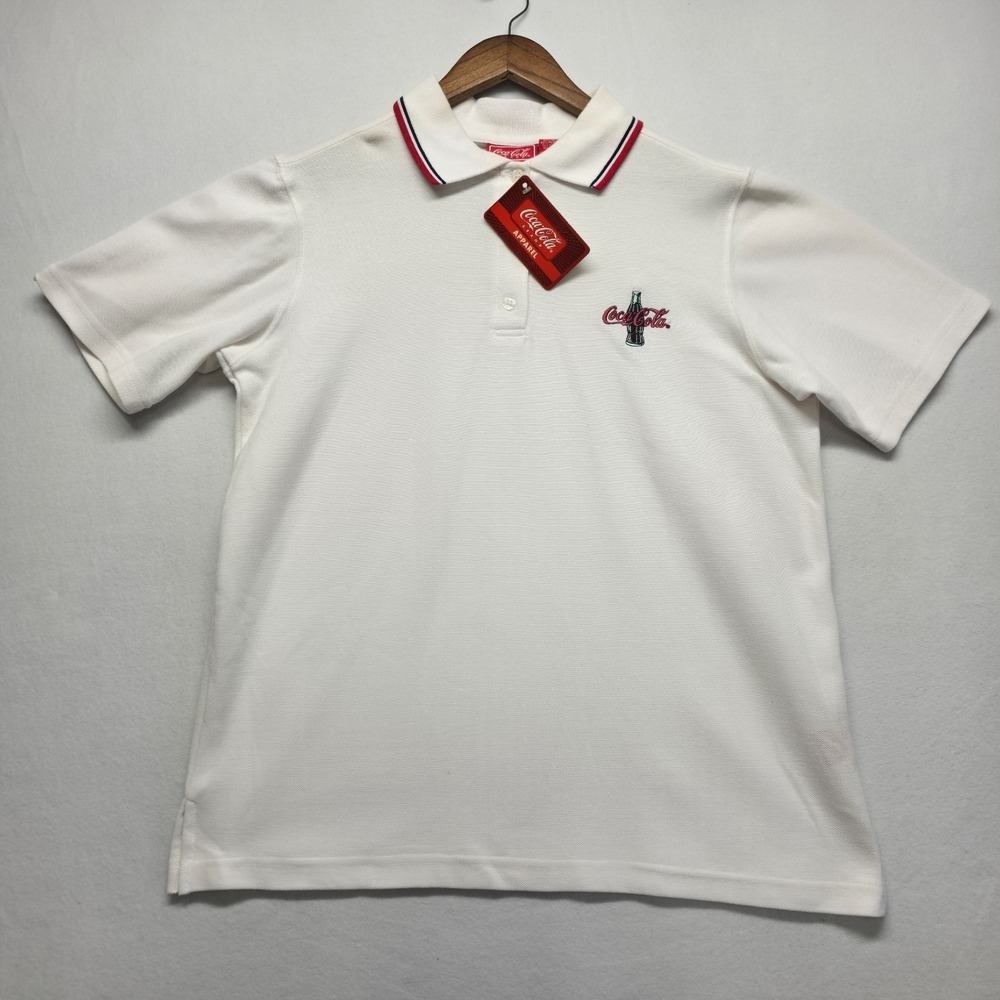 Coca-Cola Womens White Pullover Quarter Button Polo Shirt‎ Size 18W/20W NWT